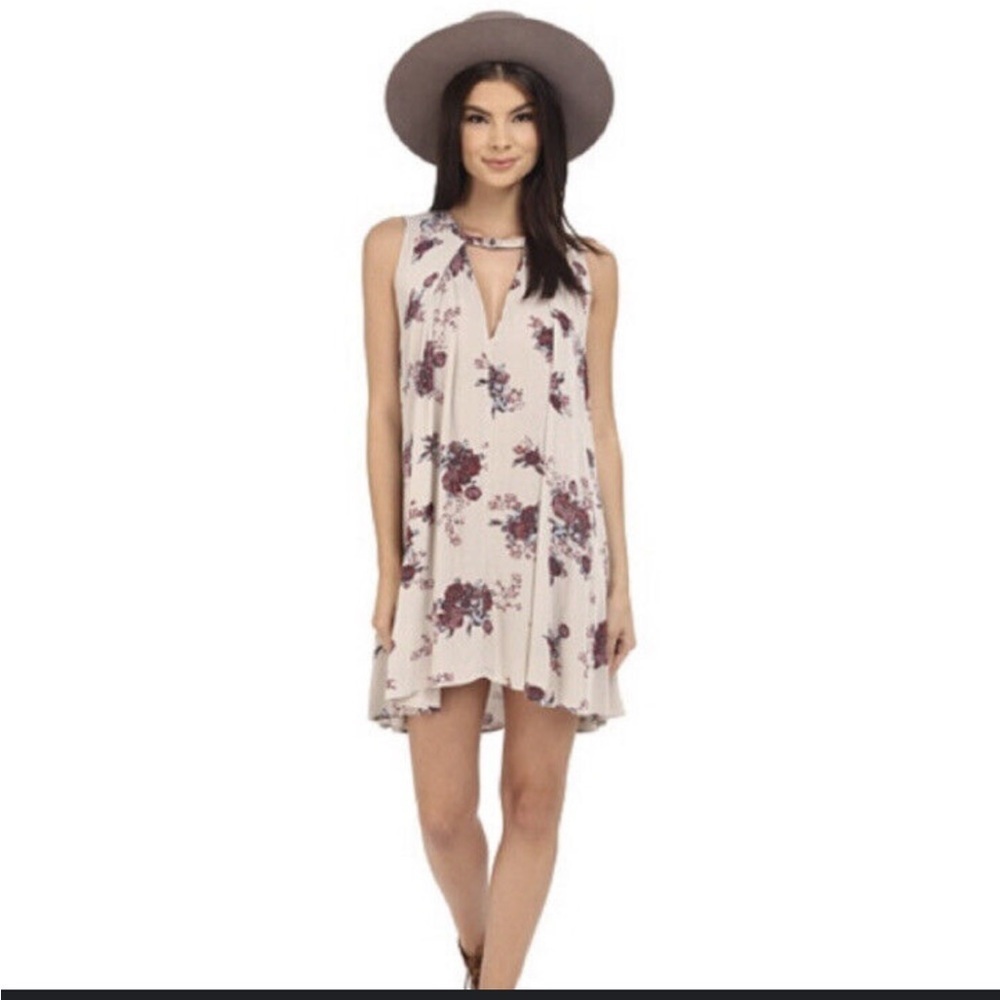 Free People Floral Snap Out of It Tunic Swing Mini Dress Boho Size Small